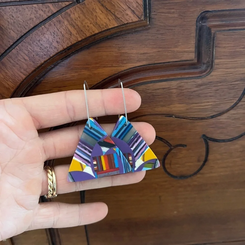 Colorful Geometric Earrings - Picture 1 of 4